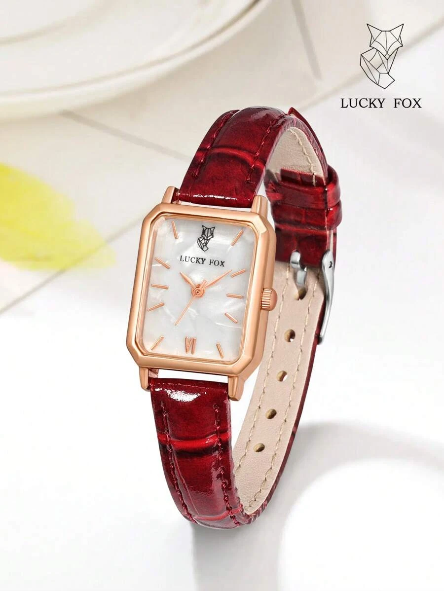 Reloj de correa vino con marco dorado rectangular (sj2210080396200910) - Imagen 4