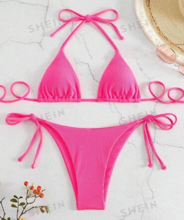 Traje de baño halter triángulo con cordón (st2305158646428684)