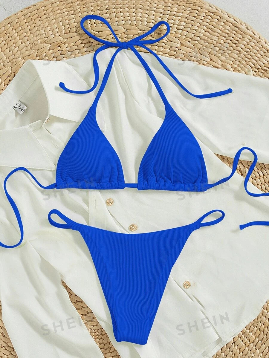 Traje de baño acanalado halter (sw2301318775185778) - Imagen 3
