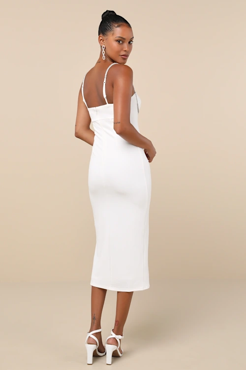 Vestido midi ajustado con pedrería (LULUS5555558) - Imagen 2