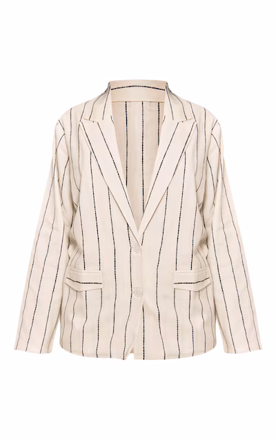 Blazer de lino con estampado a rayas (PLT0000034) - Imagen 2
