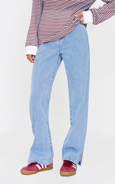 Jeans azules con abertura en el dobladillo (PLT0000040)