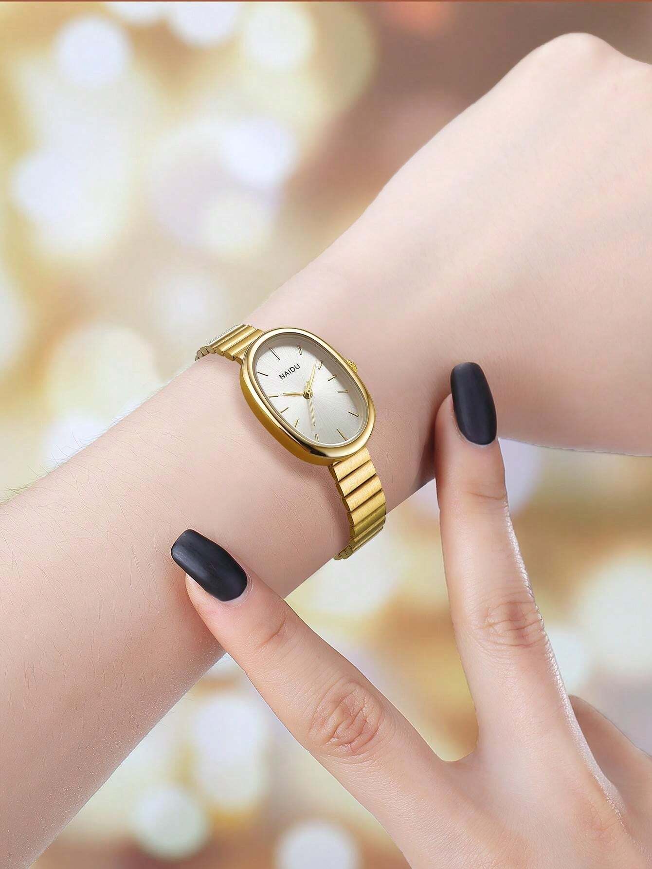 Reloj de pulsera ajustable de acero inoxidable en color dorado (sj2410191778252811) - Imagen 2