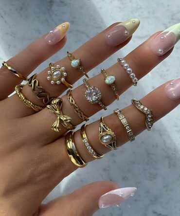 Set de anillos dorados con 15 piezas (sj25042573553062381)