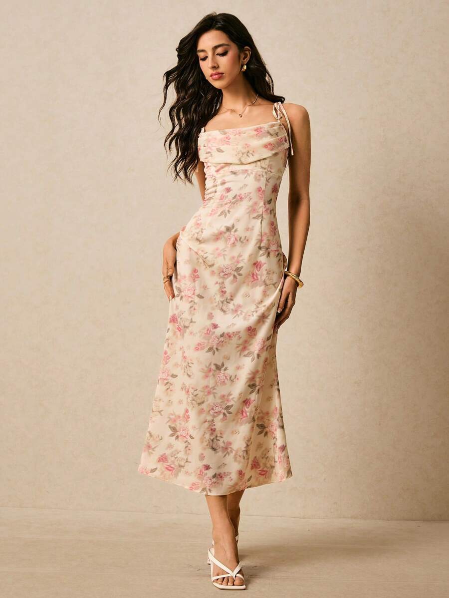 Vestido de tirantes con cuello caído y estampado floral (sz25022110297474702) - Imagen 5