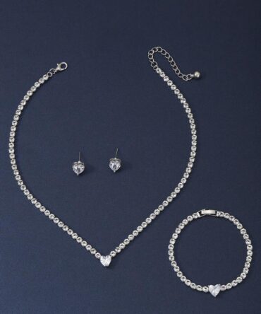 Set de collar zarcillos y pulsera con corazón (sj2304029070401962)