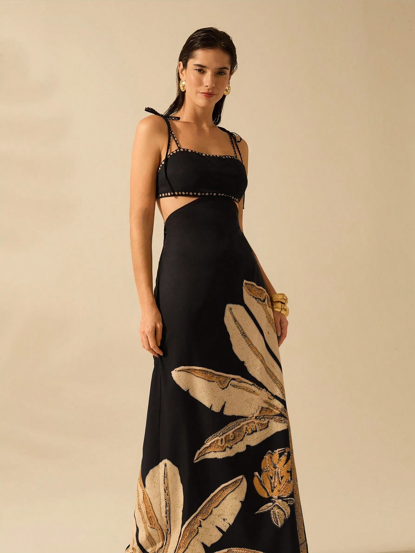 Vestido negro con estampado tropical (sz25051639155785358) - Imagen 3