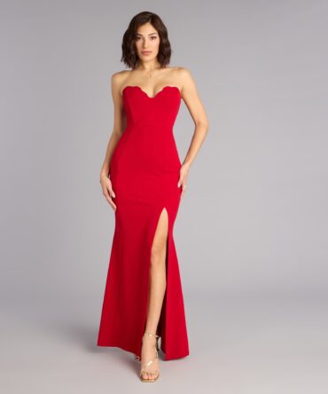 Vestido rojo formal con silueta de sirena (wndsr9600)