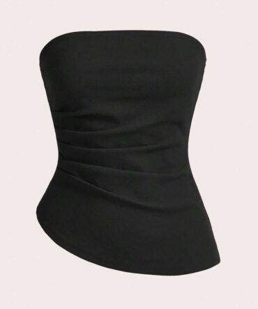 Top tubo color negro con dobladillo asimétrico (sz2411046027947952)