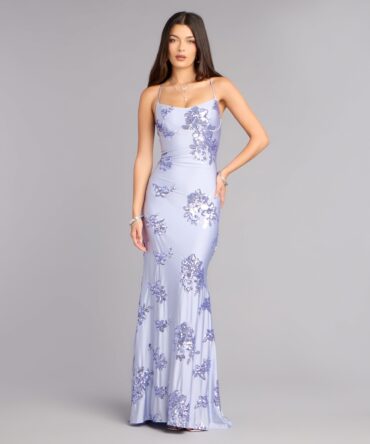 Vestido lila con adornos en lentejuelas (wndsr9619)