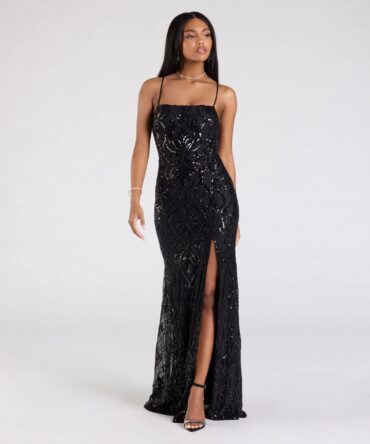 Vestido negro con detalles en lentejuelas (wndsr9621)