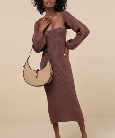 Vestido autumn marrón con bolero (LULUS5555563)