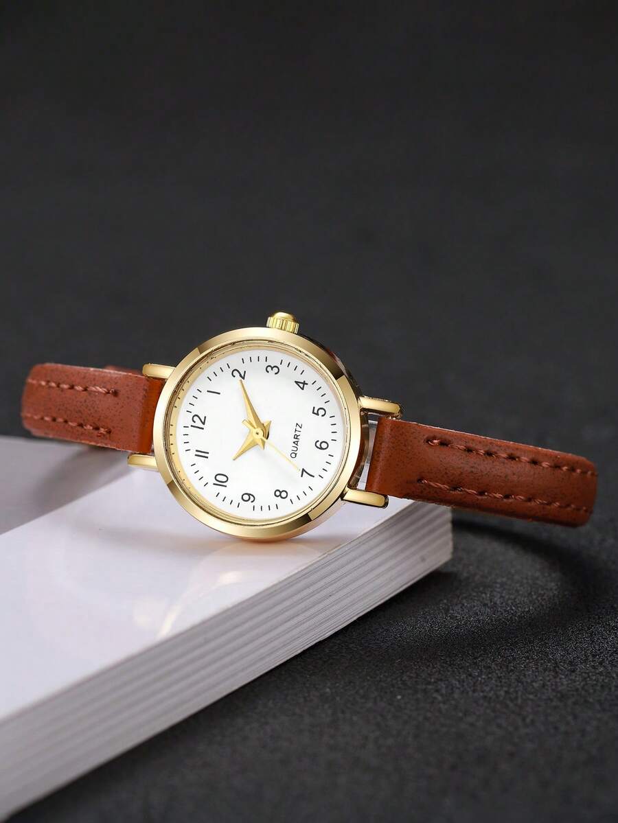 Reloj con correa marrón y caja redonda (sj2308308634639627) - Imagen 2