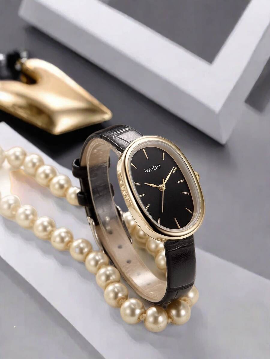 Reloj con correa y caja ovalada negra (sj2312052412768667) - Imagen 2