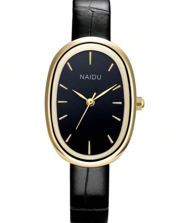 Reloj con correa y caja ovalada negra (sj2312052412768667)