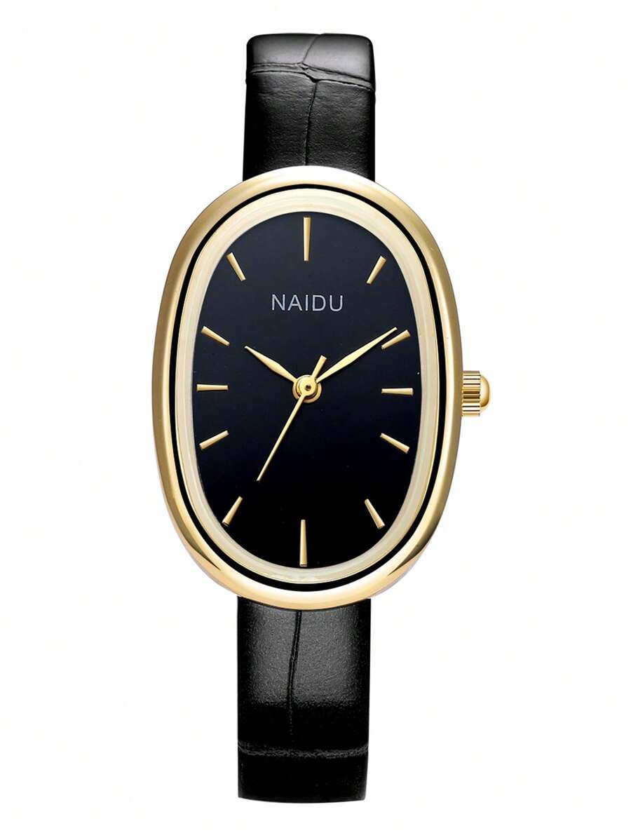 Reloj con correa y caja ovalada negra (sj2312052412768667)