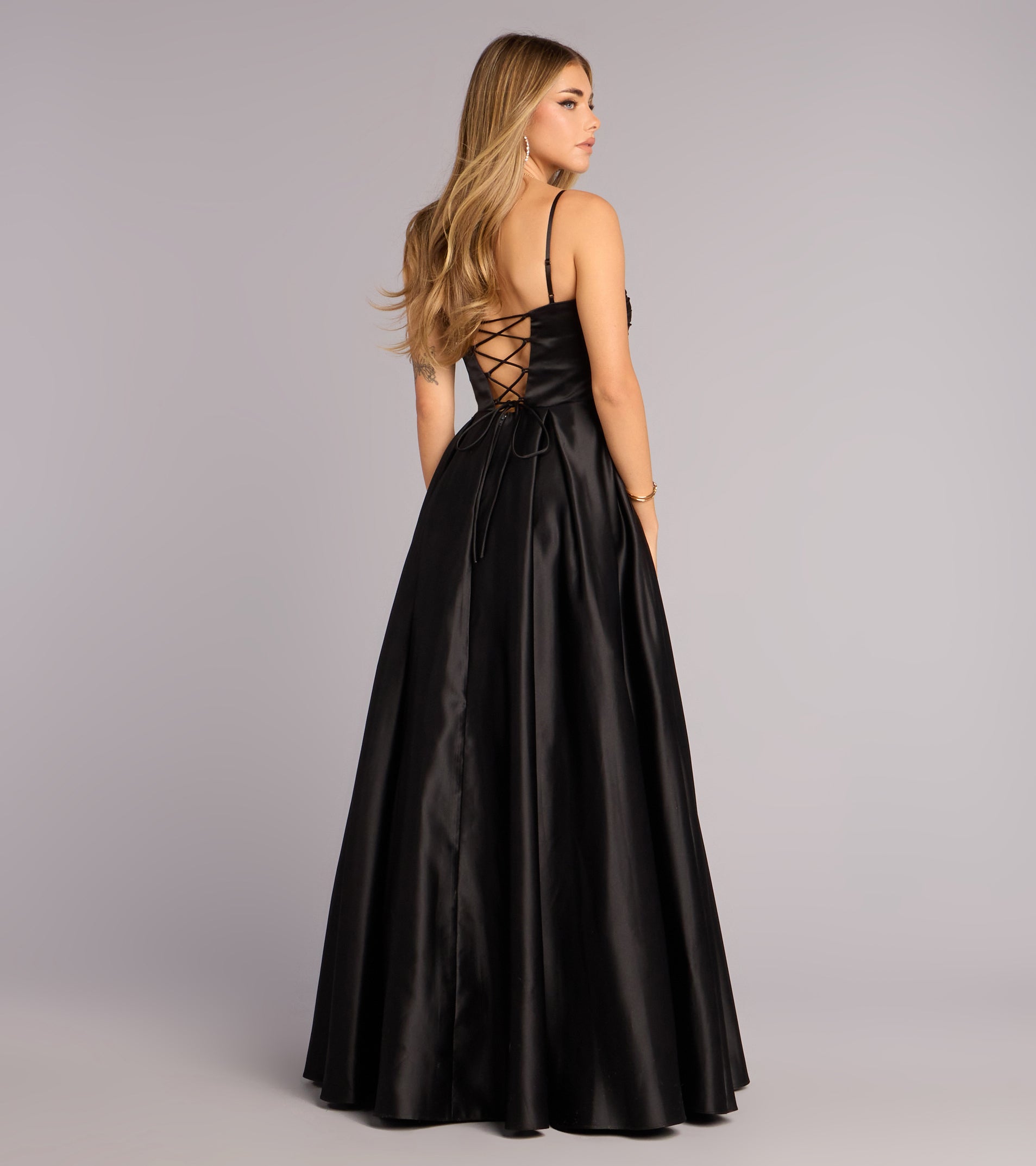 Satin Corset A-Line Gown (wndsr9641) - Imagen 2