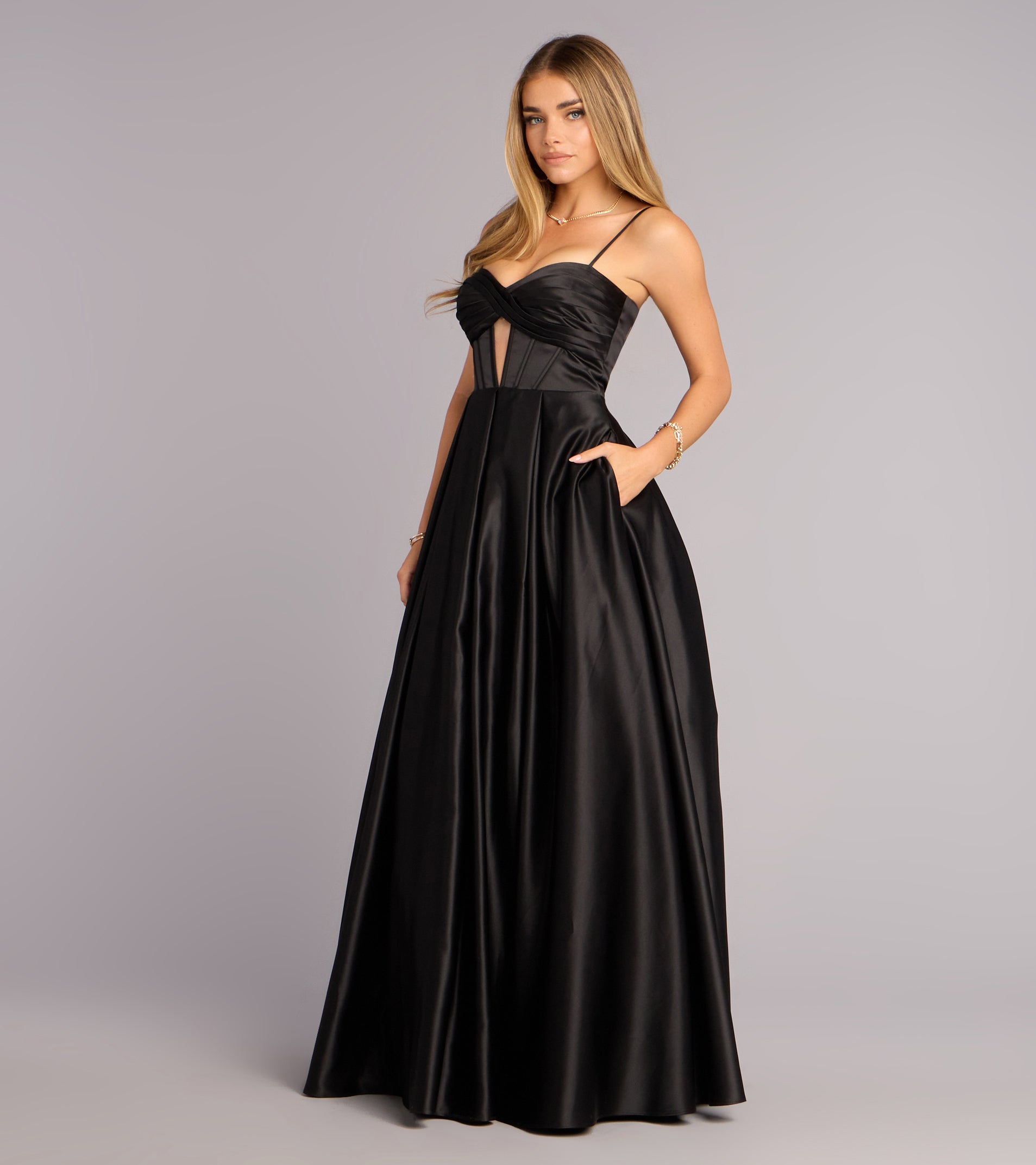Satin Corset A-Line Gown (wndsr9641) - Imagen 3